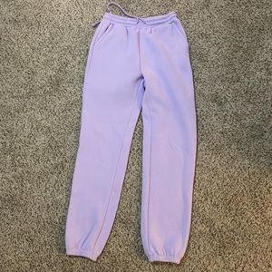 Drawstring Waist Slant Pocket Solid Fleece Joggers